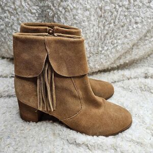Matisse Tan Suede Leather‎ Fringed Ankle Boots sz 9